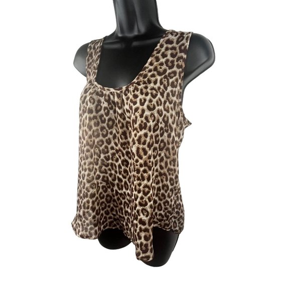 Women's Sheer overlay Tank, Leopard Print, Coral Accented Bow, Medium - Picture 3 of 12